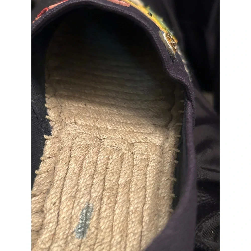 Tory Burch SeaHorse Espadrille Women's Flats Size 7.5 M Navy Blue